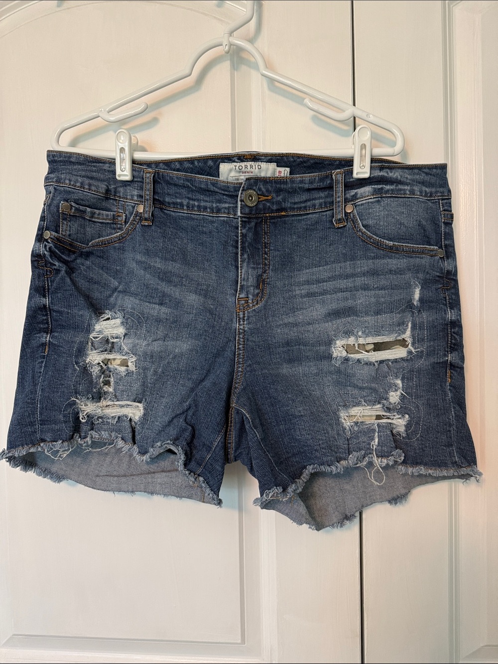 torrid Distressed Dark Blue Denim Cutoff Shorts